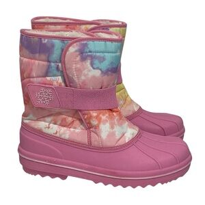 Girls’ Sherbet Rainbow Pink Winter Snow Boots - Like New - Size 6